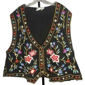 Vintage Jacque & Koko Embroidered Bohemian Vest 26/28 cottagecore Midsommar like